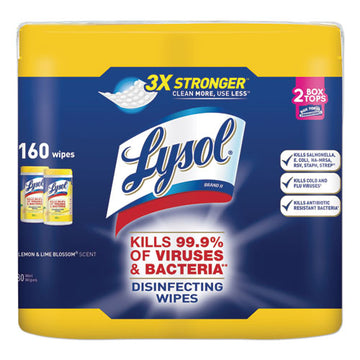 LYSOL® Brand Disinfecting Wipes, 7 X 7.25, Lemon And Lime Blossom, 80 Wipes-canister, 2 Canisters-pack freeshipping - TVN Wholesale